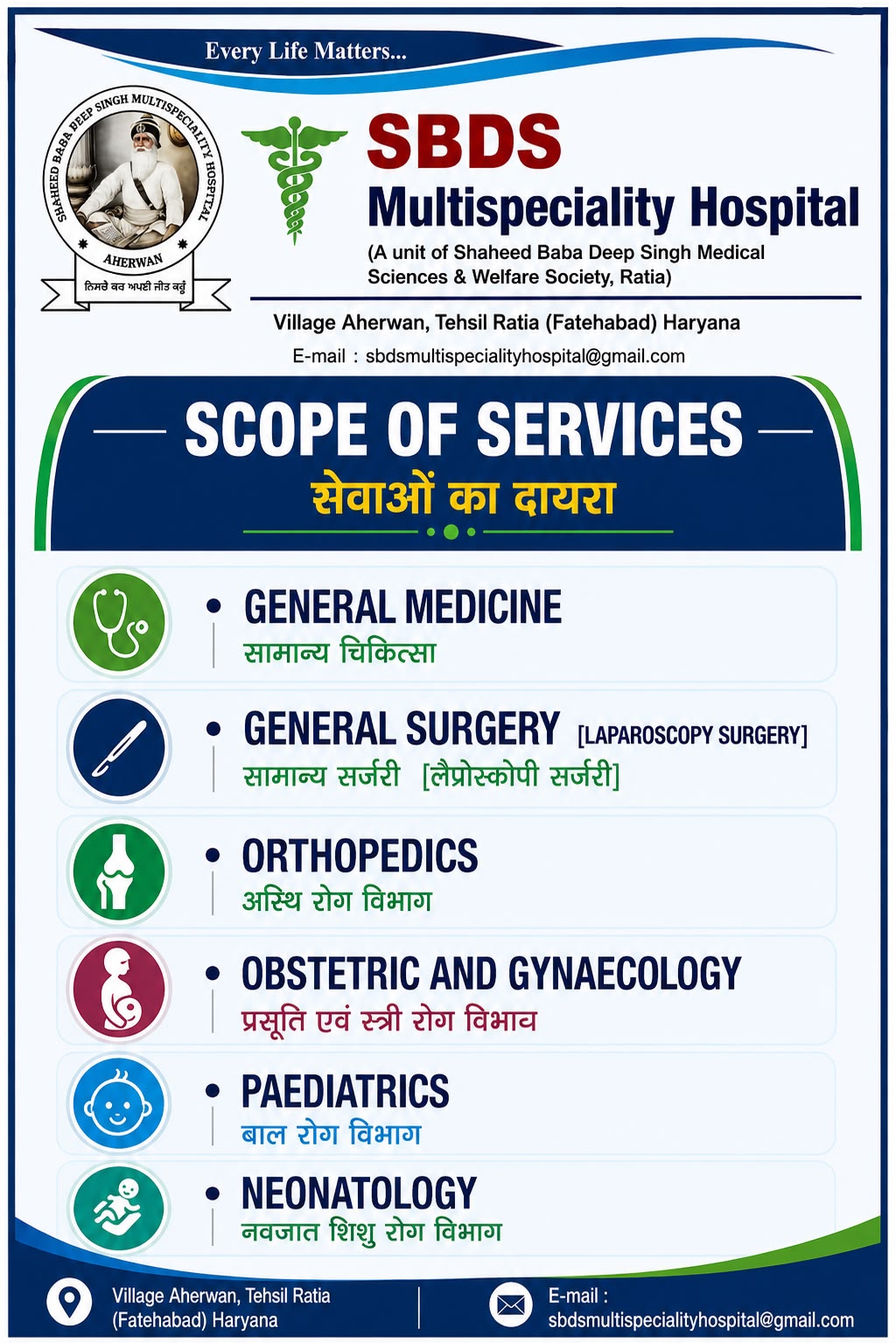 SBDS Multispeciality Hospital Scope of Services